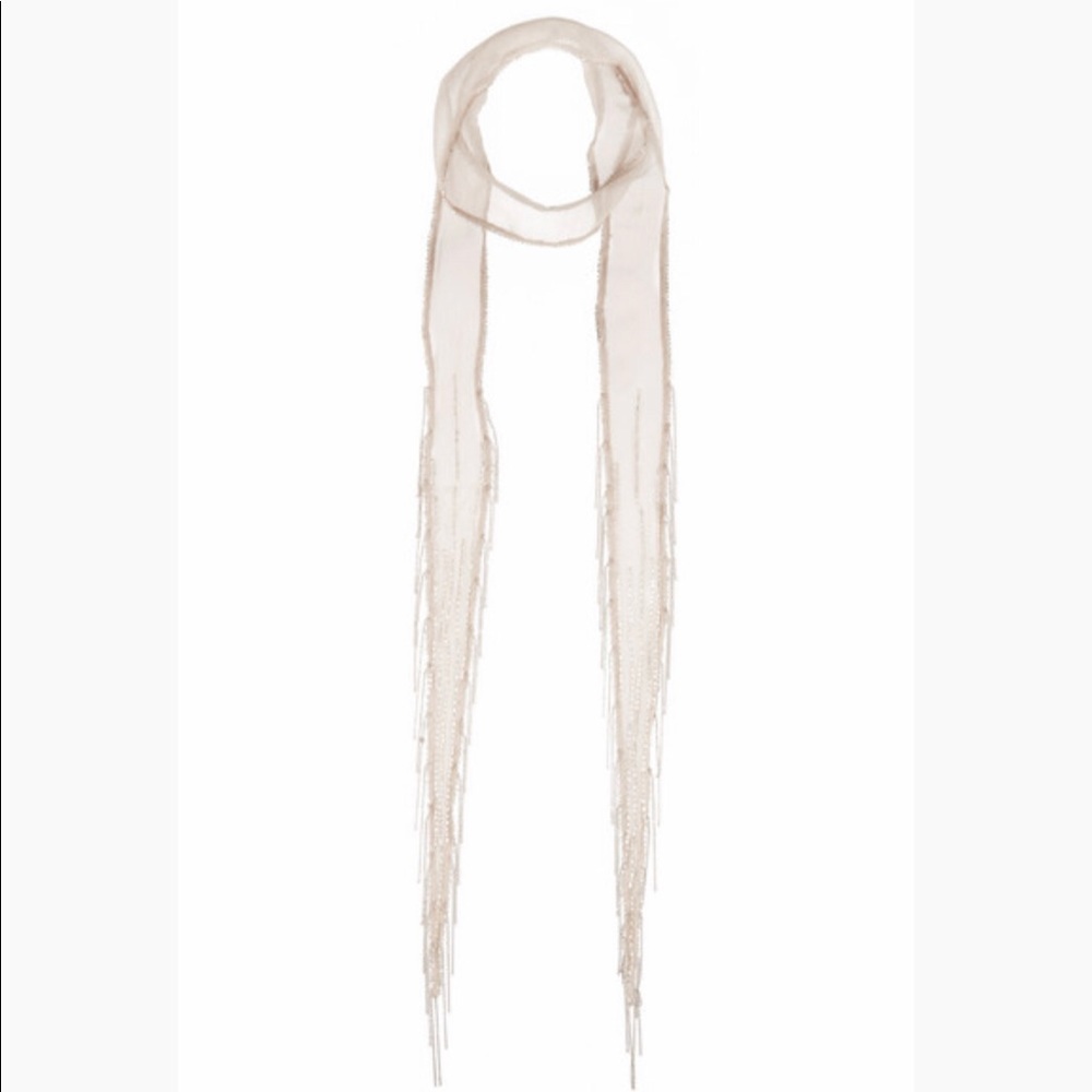 Chan Luu Embellished Viscose Scarf Silver